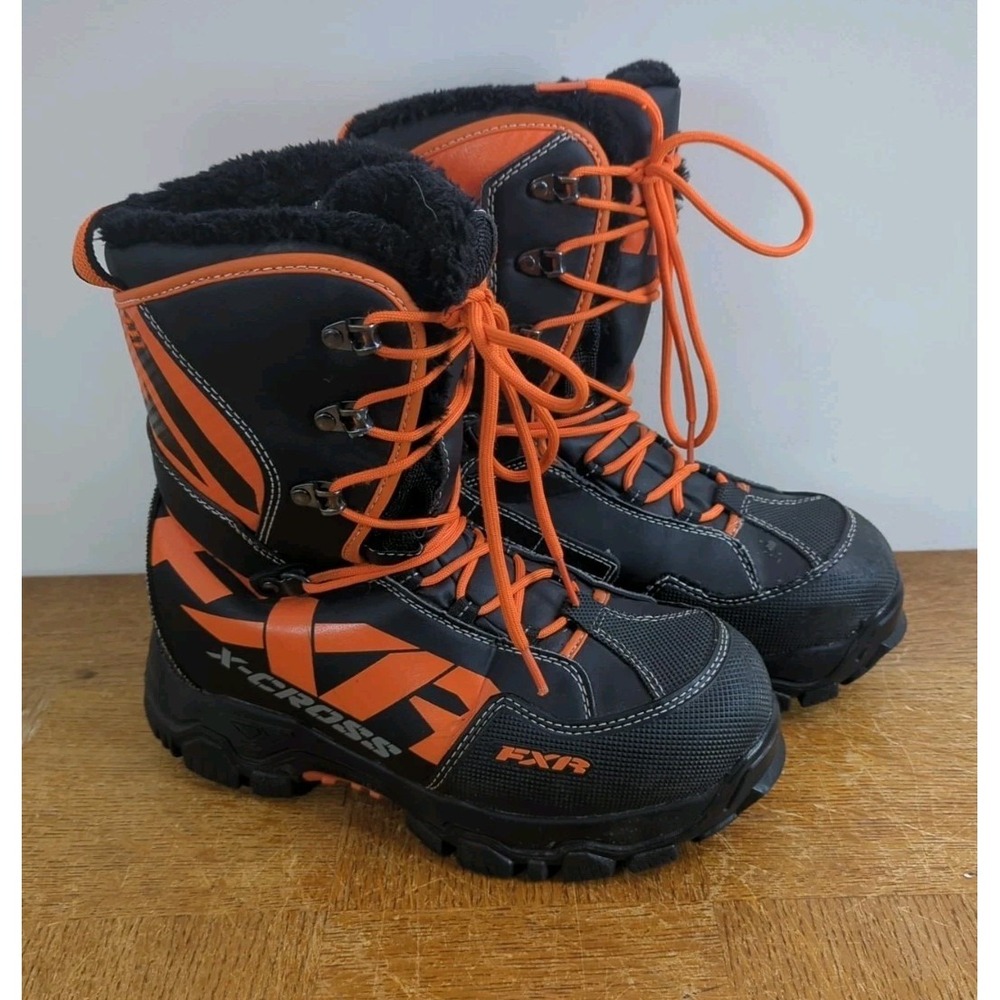 FXR X-Cross Racing Boots Black & Orange Neon Mens Sz 7 Women's Sz 9